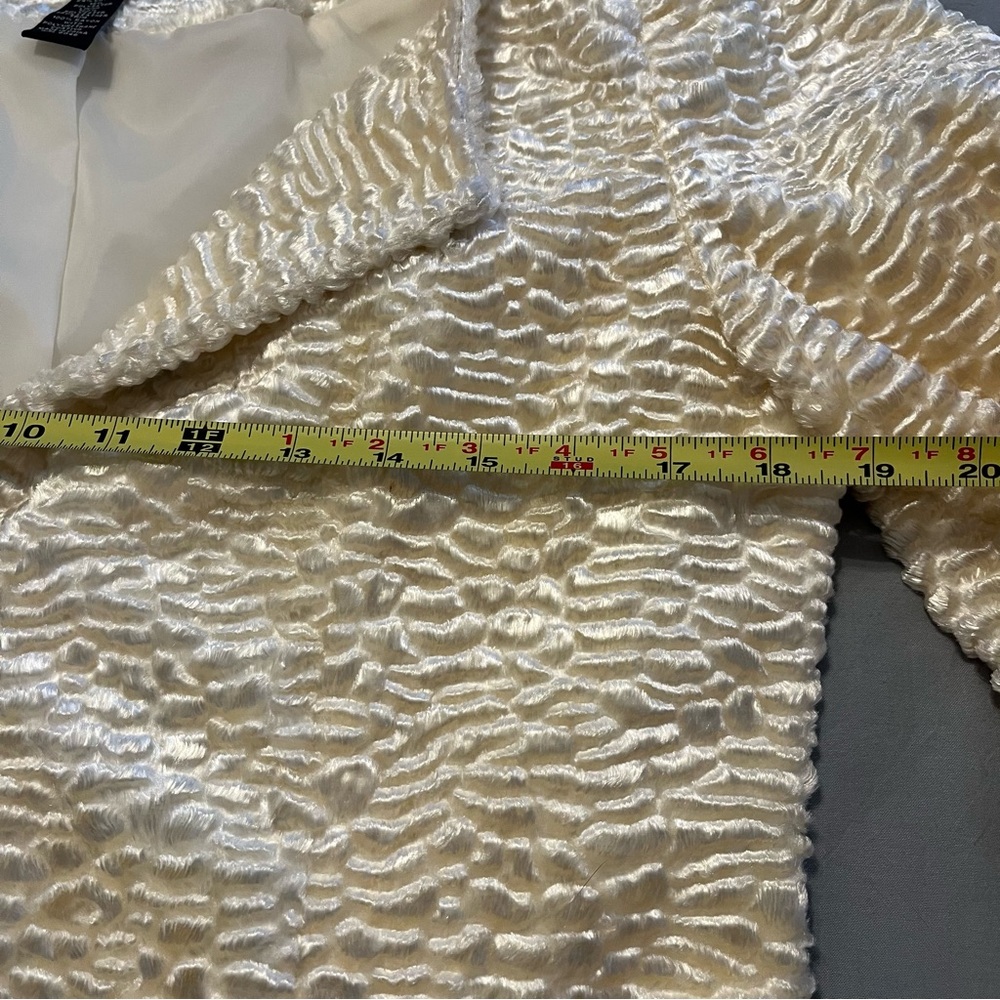 INC International Concepts Champagne Faux Fur Textured Coat w/ Satin Sash - Picture 7 of 13
